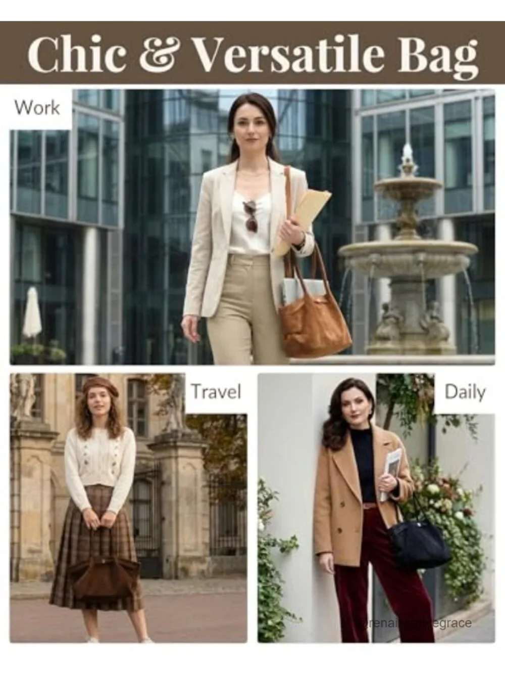 Faux Suede Tote Bag Women Handbags Shoulder Crossbody Commuter
